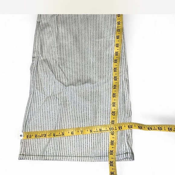 Zara cream and green Pin Striped Wide-Leg high rise 100% cotton jeans Pants 8 - Picture 4 of 10